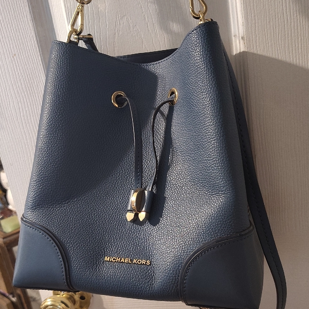 Michael Kors Navy Leather Shoulder Bag